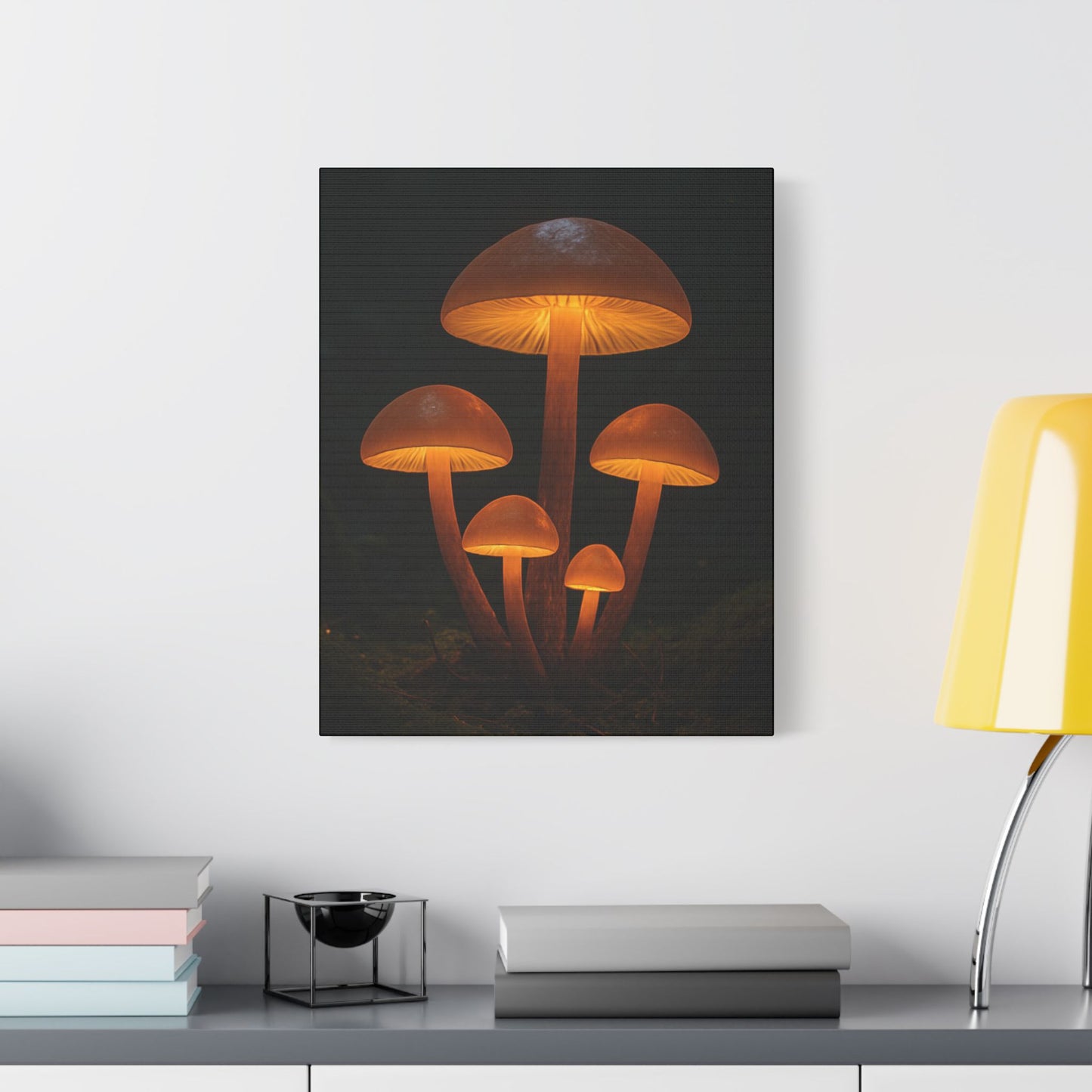 Illuminated Mushroom Art Canvas, Wall Decor, Nature Inspired, Cozy Home Art, Gifts for Nature Lovers, Unique Wall Hanging