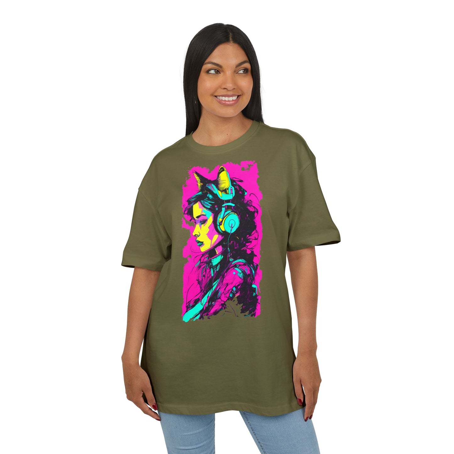 Vibrant Music Lover's Tee, Unisex Heavy Oversize Tee, Trendy Graphic Shirt, Colorful Art Top, Perfect for Festivals and Gifts