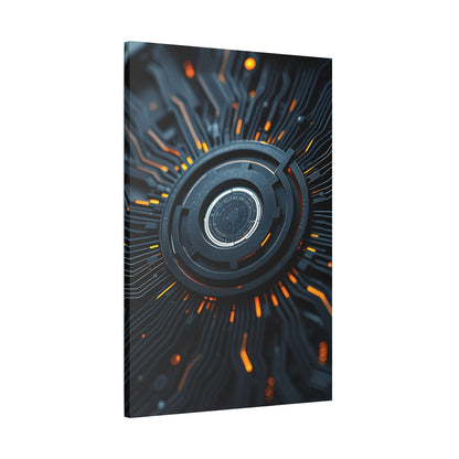 Futuristic Satin Canvas Wall Art, Modern Home Decor, Tech-Inspired Art Print, Unique Gift Idea, Abstract Wall Decoration, Cyberpunk Art