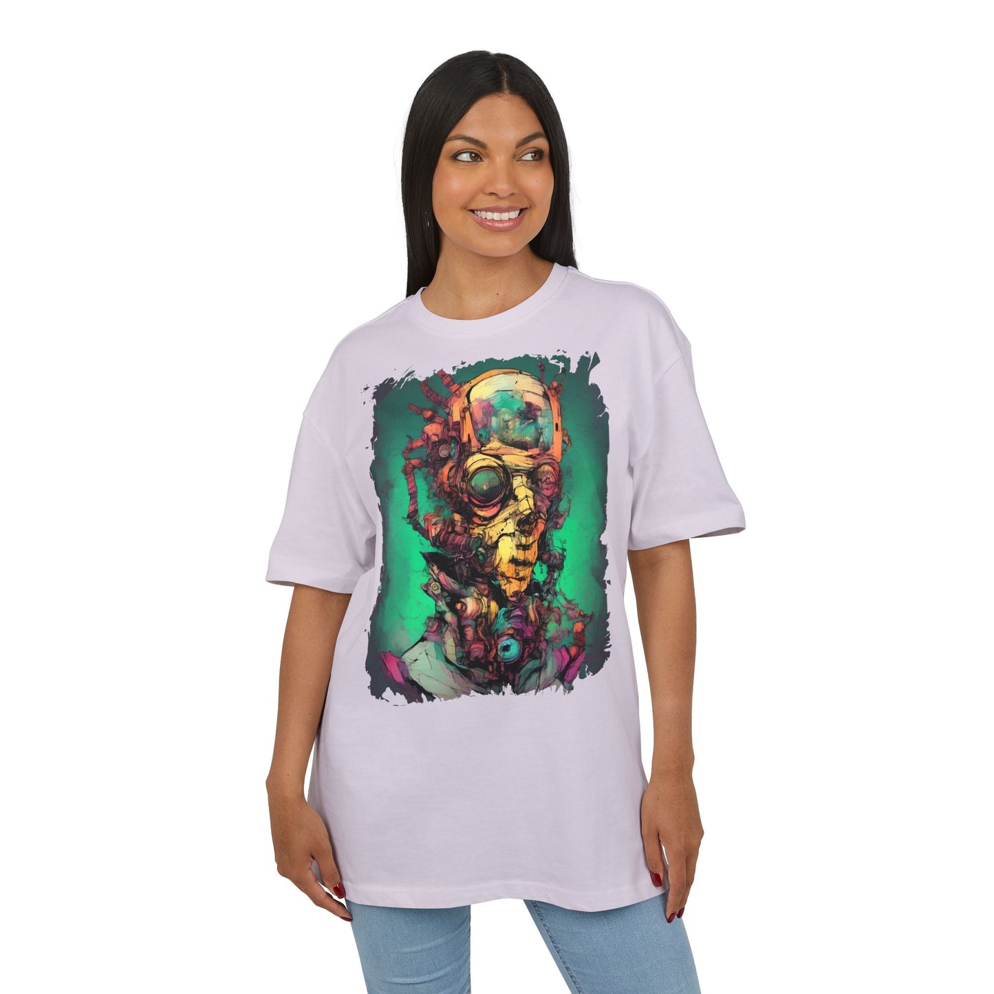Artistic Oversize Tee Featuring Abstract Portrait, Unisex T-Shirt, Cool Graphic Tee, Streetwear Style, Unique Gifts for Art Lovers