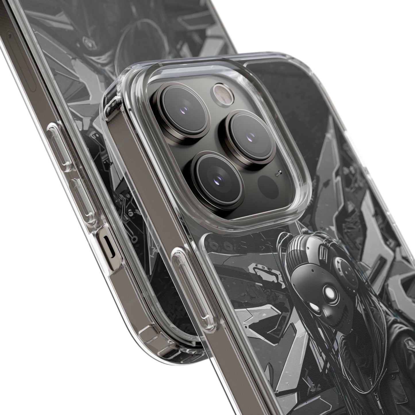 Anime-Inspired Clear Phone Case - Edgy Streetwear Style