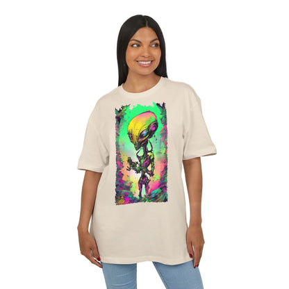 Cosmic Alien Art Tee - Unisex Heavy Oversize Tee, Retro Space Vibe Shirt, Gift for Sci-Fi Lovers, Casual Wear, Unique Graphic T-Shirt