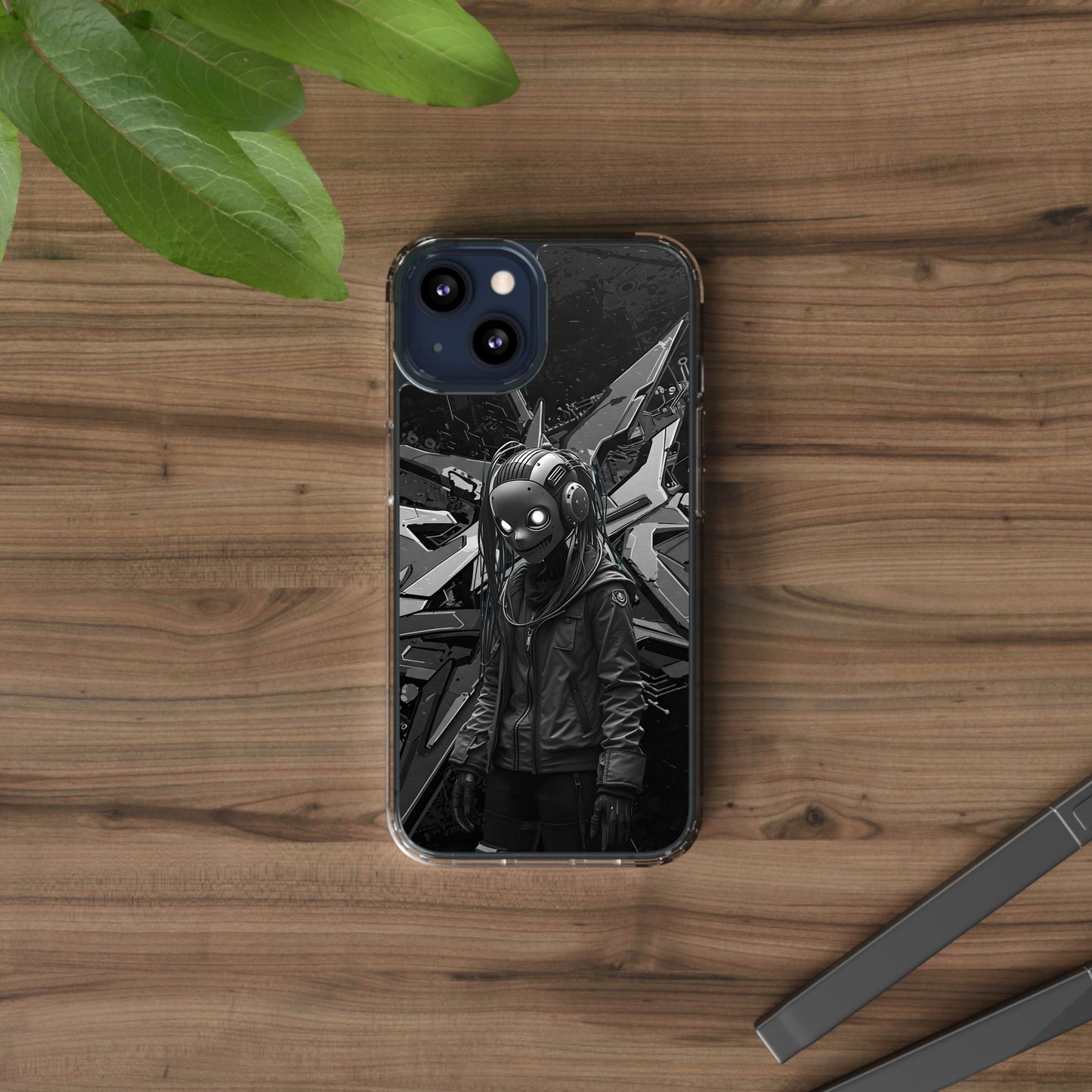 Anime-Inspired Clear Phone Case - Edgy Streetwear Style