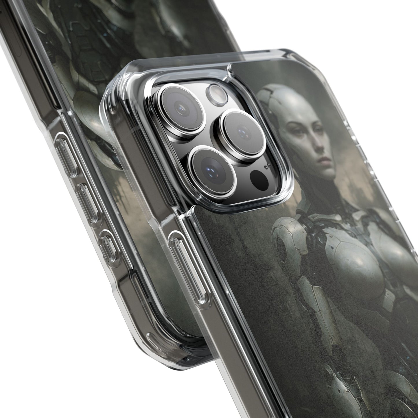 Futuristic Phone Case, Clear Impact Case with Sci-Fi Design, Smartphone Protection, Cyberpunk Aesthetic, Gift for Tech Lovers