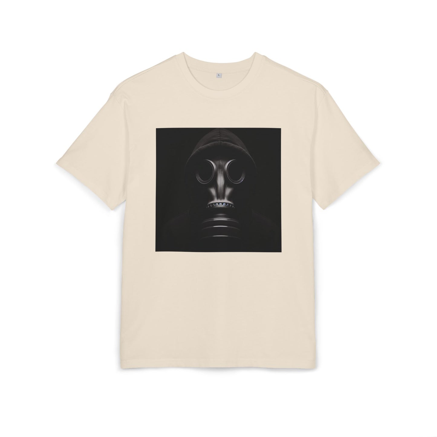 Unisex Heavy Oversize Tee with Bold Gas Mask Design, Streetwear, Artistic Tee, Gift for Trendsetters, Casual Wear, Grunge Fashion