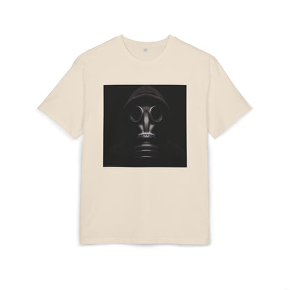 Unisex Heavy Oversize Tee with Bold Gas Mask Design, Streetwear, Artistic Tee, Gift for Trendsetters, Casual Wear, Grunge Fashion