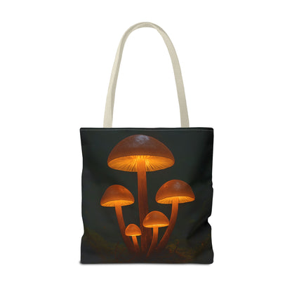 Illuminating Mushroom Tote Bag, Eco-Friendly Grocery Bag, Boho Chic Canvas Purse, Gift for Nature Lovers, Festival Tote
