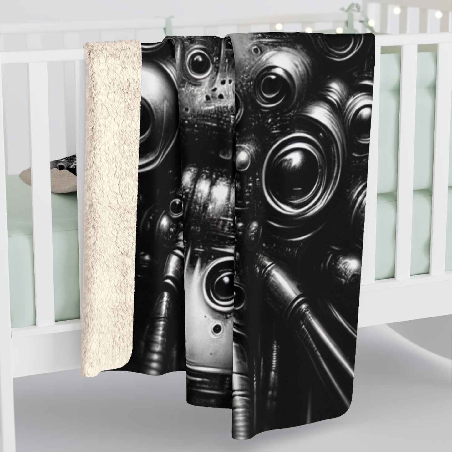 Futuristic Sherpa Fleece Blanket - Metallic Face Design
