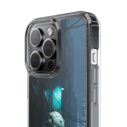 Futuristic Clear Phone Case with Neon City Design