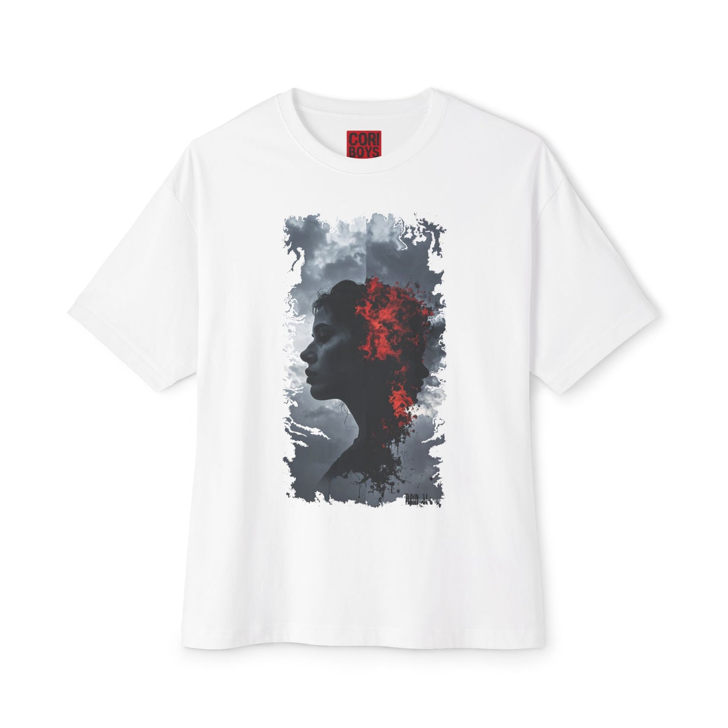 Stylish Oversized Boxy Tee with Artistic Profile Design, Casual Streetwear, Graphic T-shirt, Gift for Art Lovers, Everyday Comfort