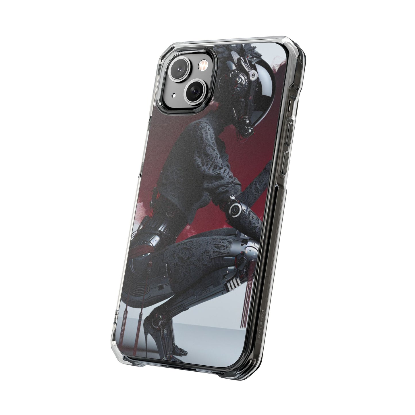 Cyber Design Magnetic Phone Case, Clear Mobile Cover, Gothic Style, Halloween Gift, Celestial Protection Accessory
