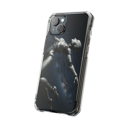 Futuristic Phone Case, Artistic Clear Impact Case for Tech Lovers, Robot Design Phone Cover, Unique Gift for Geeks, Space Theme