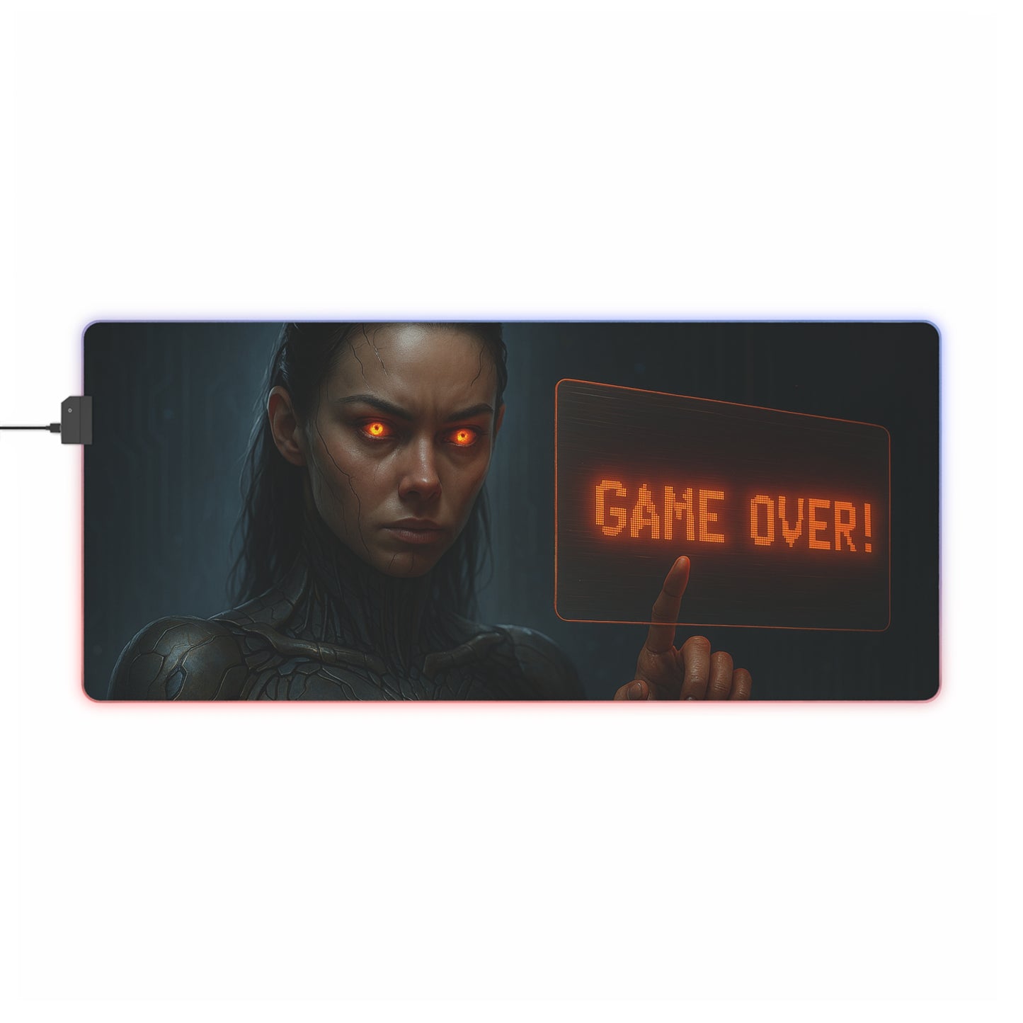 LED Gaming Mouse Pad with 'Game Over!' Design, Gaming Decor, Desk Gadget, Mouse Mat, Perfect for Gamers or Esports Enthusiasts