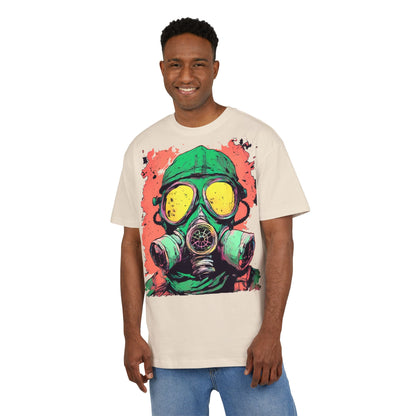 Retro Gas Mask Unisex Heavy Oversize Tee, Streetwear T-Shirt, Unique Graphic Tee, Festival Fashion, Cool Casual Wear