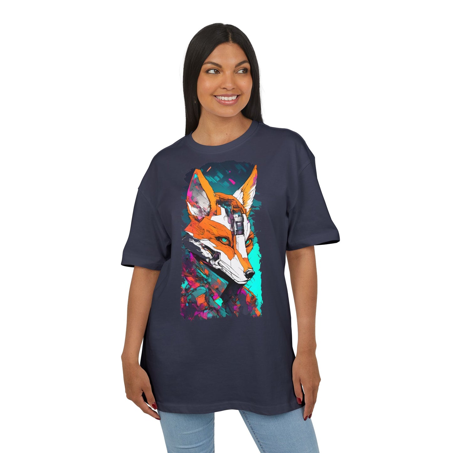 Futuristic Fox Design Unisex Oversize Tee, Graphic Tee, Cool T-Shirt, Unique Gift, Casual Wear