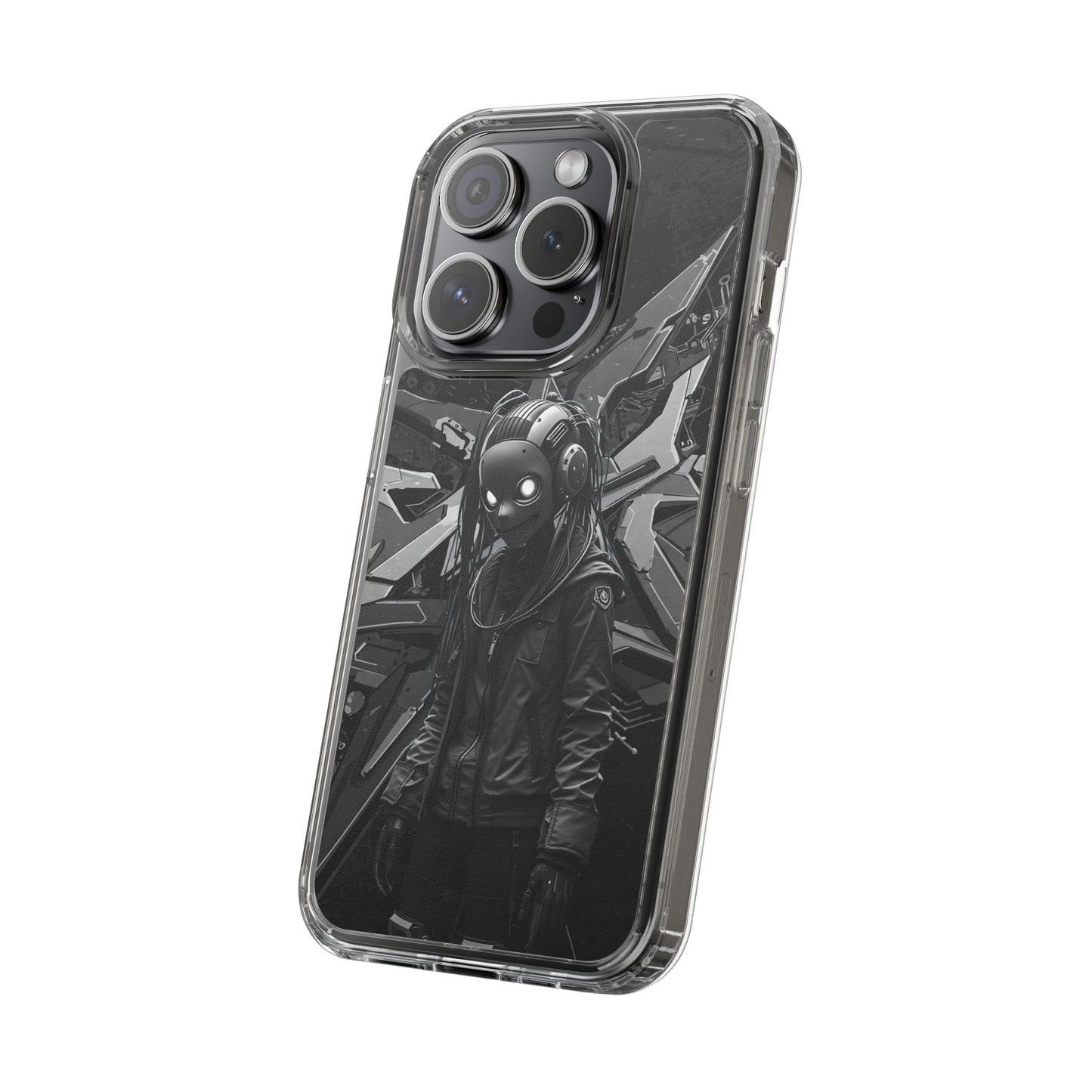 Anime-Inspired Clear Phone Case - Edgy Streetwear Style