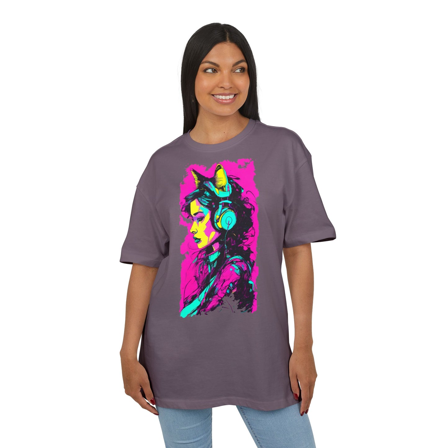 Vibrant Music Lover's Tee, Unisex Heavy Oversize Tee, Trendy Graphic Shirt, Colorful Art Top, Perfect for Festivals and Gifts