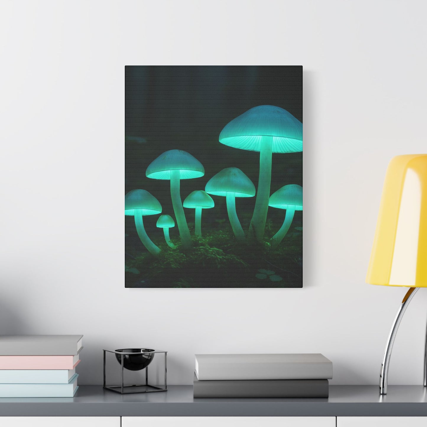 Glowing Mushroom Canvas Art Print, Mystical Wall Decor, Nature Lovers Gift, Home Aesthetic, Unique Artwork for Bedrooms, Living Rooms