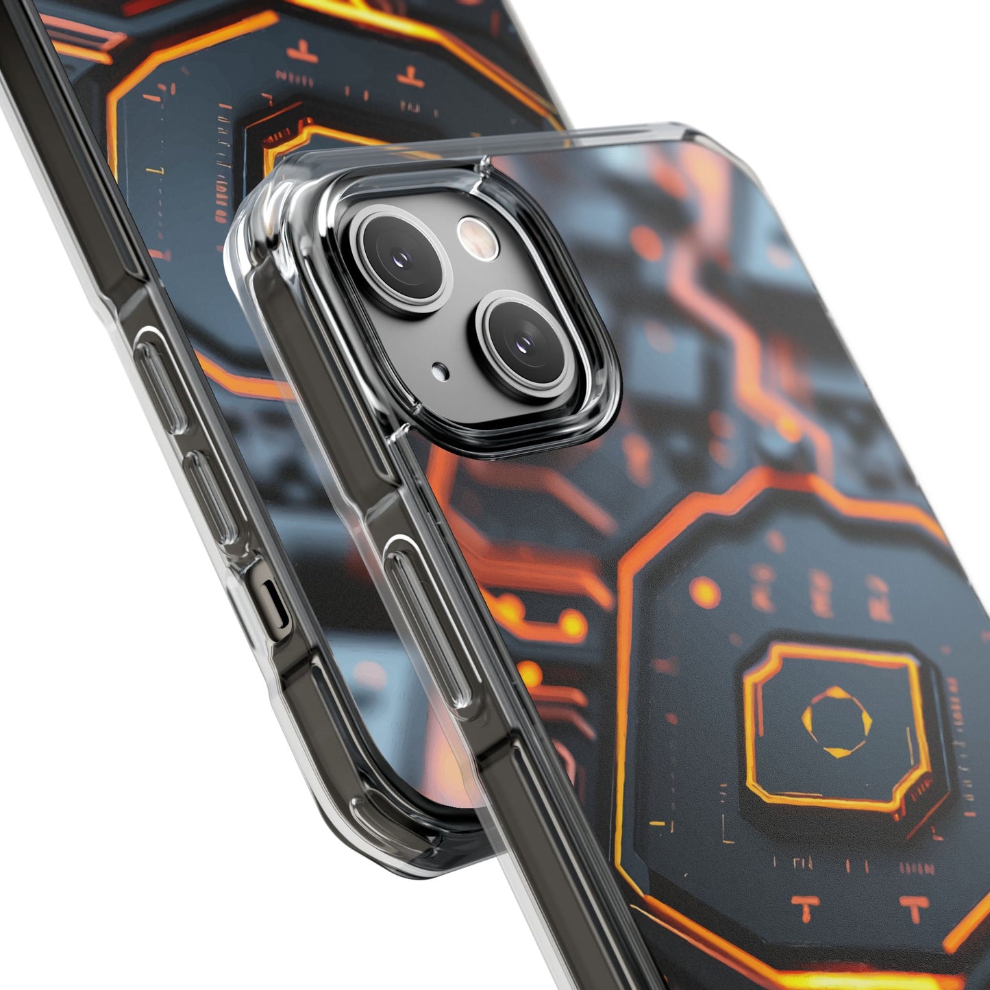 Futuristic Magnetic Phone Case, Clear Impact Case, Stylish Tech Accessory, Gifts for Tech Enthusiasts, Unique Phone Cover