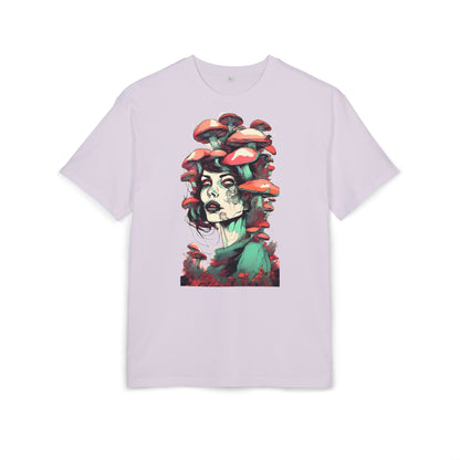 Mushroom Woman Oversized Tee, Bohemian Graphic T-Shirt, Unique Art Tee, Festival Wear, Streetwear Style Top