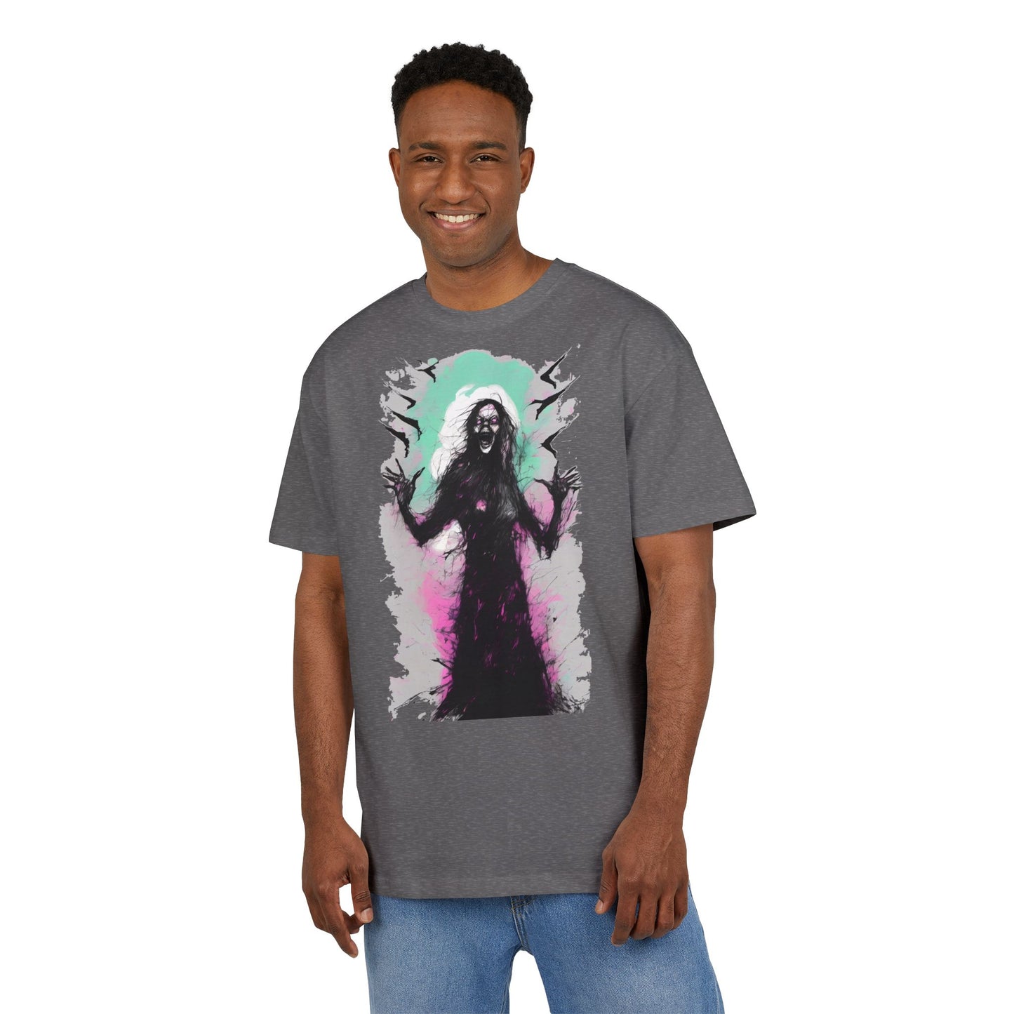 Spooky Witch Oversize Tee - Halloween Shirt, Graphic Tee for Festivals, Trendy Streetwear, Gift for Witch Lovers, Unisex Apparel
