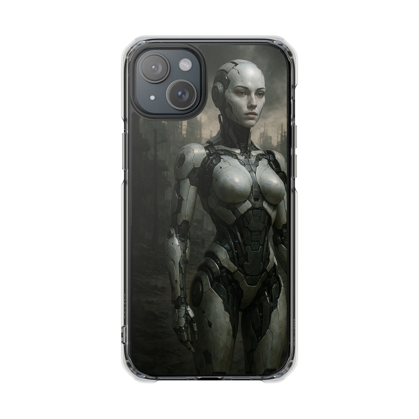 Futuristic Phone Case, Clear Impact Case with Sci-Fi Design, Smartphone Protection, Cyberpunk Aesthetic, Gift for Tech Lovers