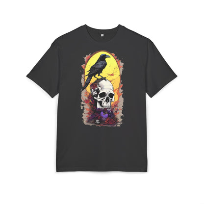 Gothic Raven & Skull Tee, Unisex Oversized Shirt, Edgy Halloween Fashion, Alternative Streetwear, Unique Graphic Tee, Perfect Gift