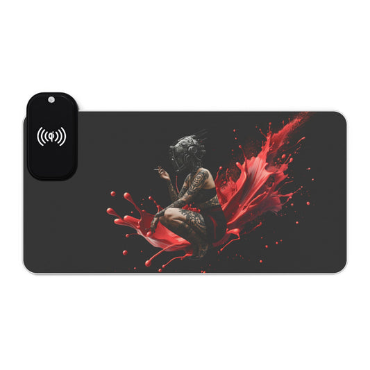 LED Gaming Mouse Pad with Wireless Charging, Gamer Desk Essentials, Backlit Mouse Mats, RGB Light Desk Pad, Cool Tech Gadgets