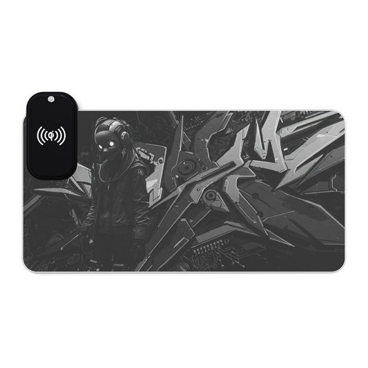 LED Gaming Mouse Pad with Wireless Charging - Cyberpunk Design, Perfect for Gamers