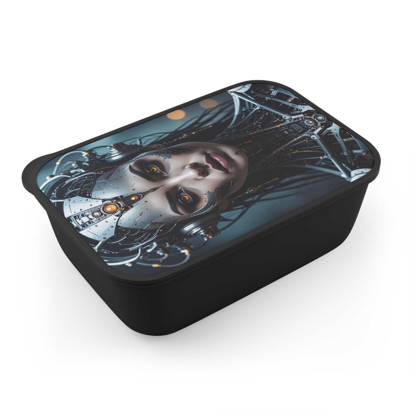 Futuristic Bento Box with Design, Cyberpunk Lunch Container, Stylish Meal Prep Box, Unique Gift for Tech Lovers, Eco-Friendly Food Storage