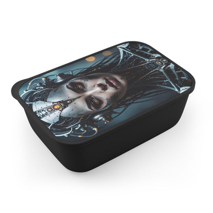 Futuristic Bento Box with Design, Cyberpunk Lunch Container, Stylish Meal Prep Box, Unique Gift for Tech Lovers, Eco-Friendly Food Storage