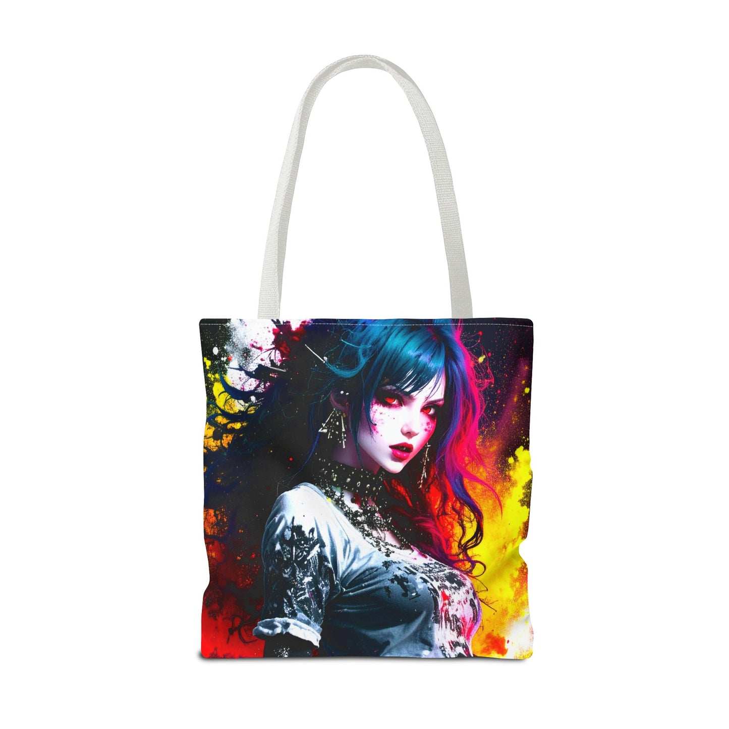 Vibrant Art Tote Bag, Gothic Chic Shopper, Colorful Beach Bag, Unique Gift for Her, Boho Style Tote, Festival Essential