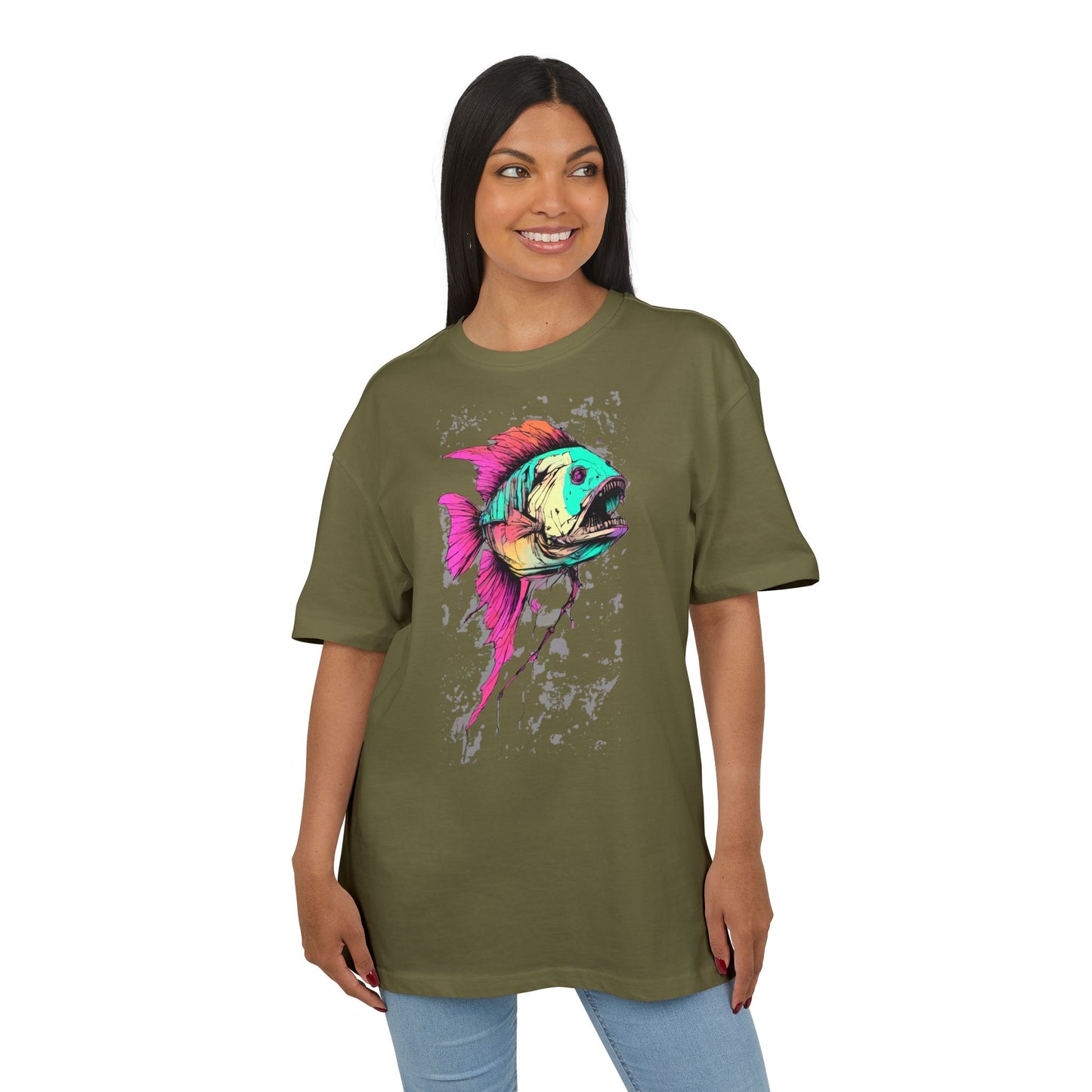 Vibrant Fish Graphic Tee for Casual Style, Summer Wear, Beach Vibes, Gift for Fishing Enthusiasts, Unique Unisex Heavy Oversize Tee