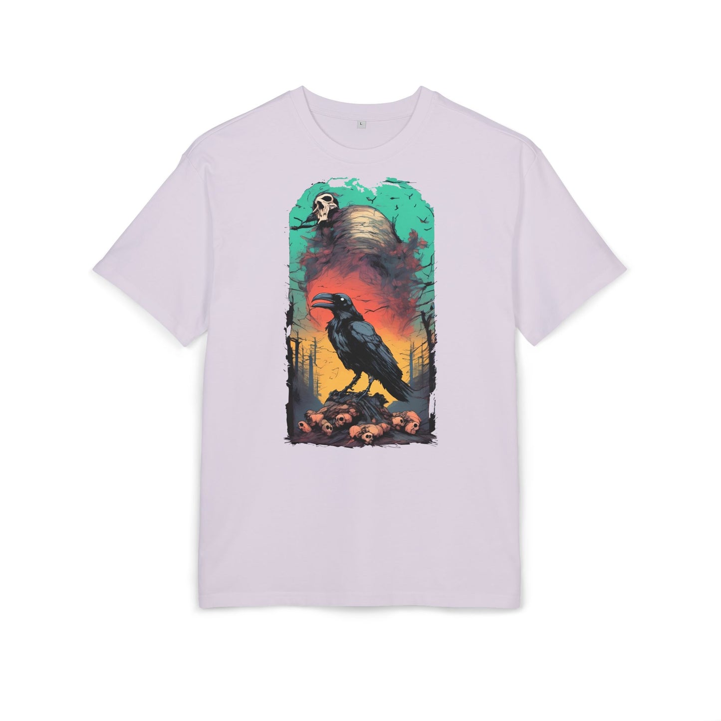 Mystical Raven Oversize Tee: Boho Style, Unisex Graphic T-Shirt for Nature Lovers, Festival Wear, Halloween, Gift Ideas