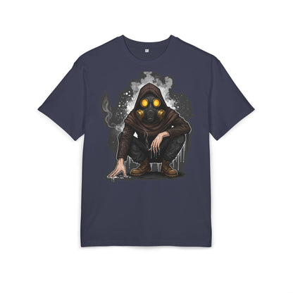 Gothic Gas Mask Unisex Heavy Oversize Tee, Streetwear Graphic Tee, Casual T-Shirt, Halloween Costume Top, Unique Gift Idea