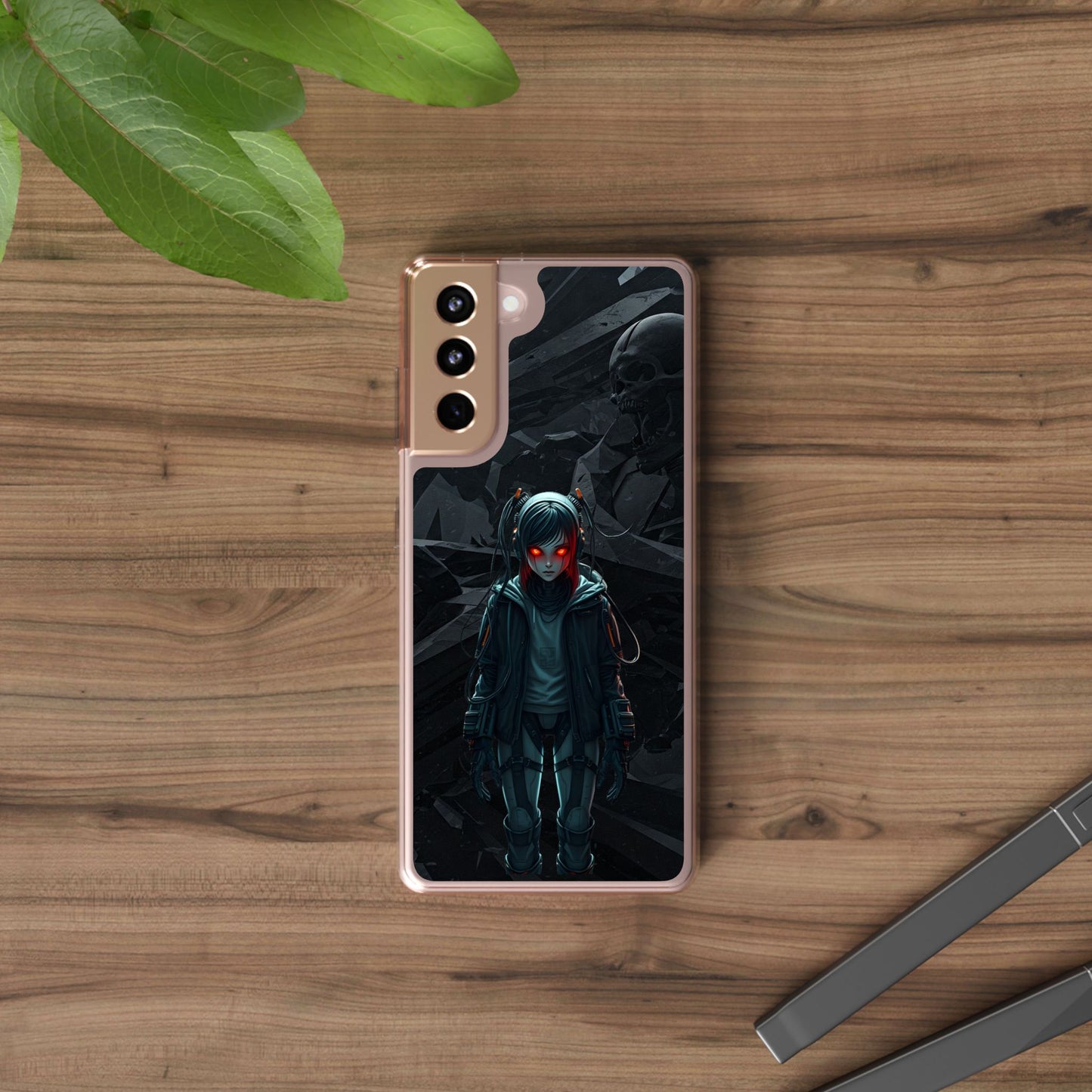 Futuristic Clear Phone Case with Cyberpunk Design - Edgy and Stylish