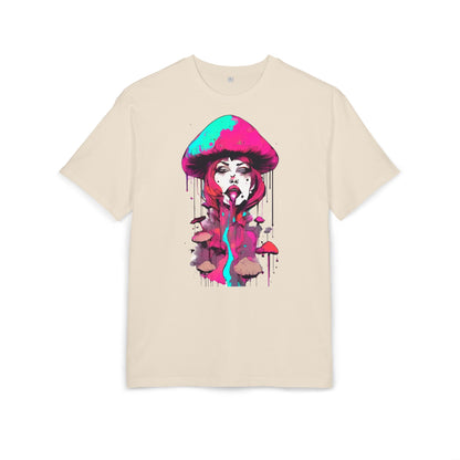 Vibrant Mushroom Art Unisex Heavy Oversize Tee, Funky T-Shirt, Artistic Casual Wear, Gift for Art Lovers, Unique Streetwear