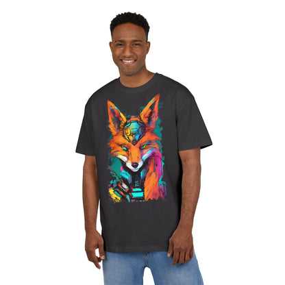 Vibrant Fox Graphic Oversized Tee, Unisex Streetwear Shirt, Unique Gift for Animal Lovers, Casual Wear, Colorful Art Tee