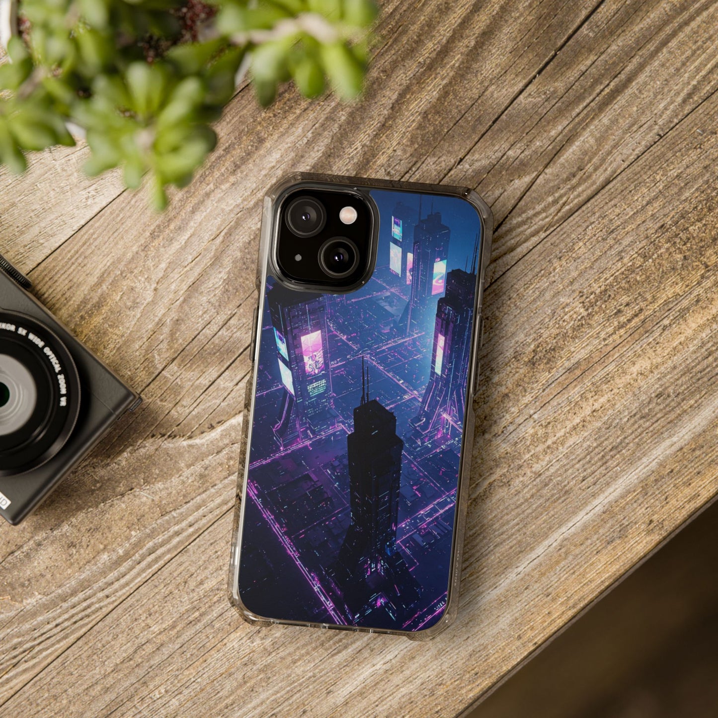 Futuristic Cityscape Phone Case, Customizable Clear Impact Case, Gift for Tech Lovers, Unique Phone Accessory, Aesthetic Cell Phone Cover