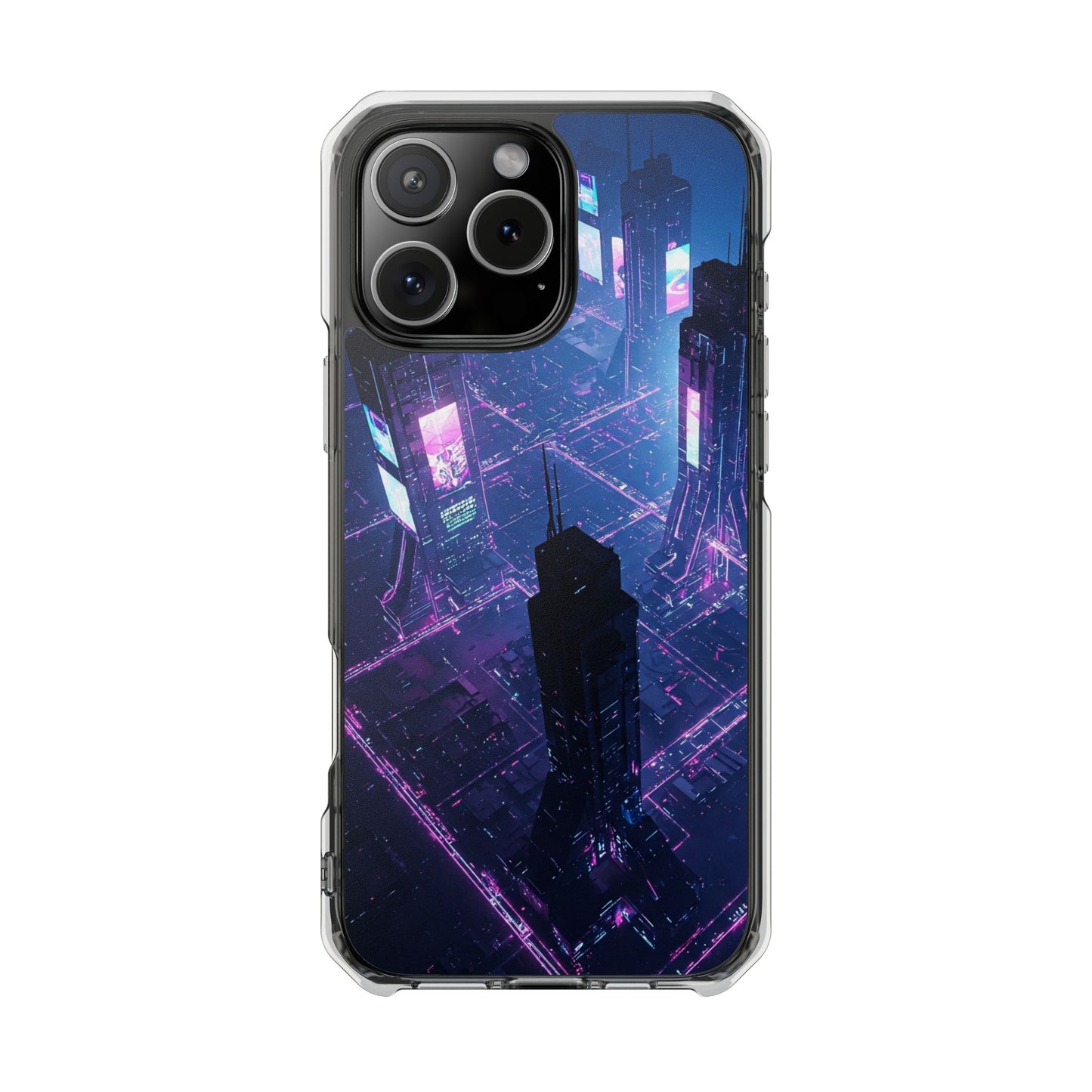 Futuristic Cityscape Phone Case, Customizable Clear Impact Case, Gift for Tech Lovers, Unique Phone Accessory, Aesthetic Cell Phone Cover