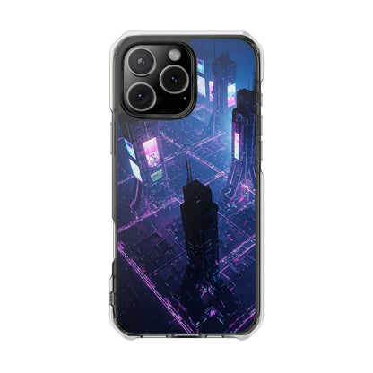 Futuristic Cityscape Phone Case, Customizable Clear Impact Case, Gift for Tech Lovers, Unique Phone Accessory, Aesthetic Cell Phone Cover