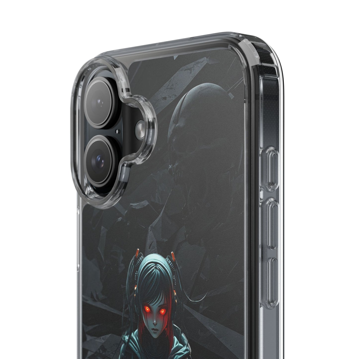Futuristic Clear Phone Case with Cyberpunk Design - Edgy and Stylish