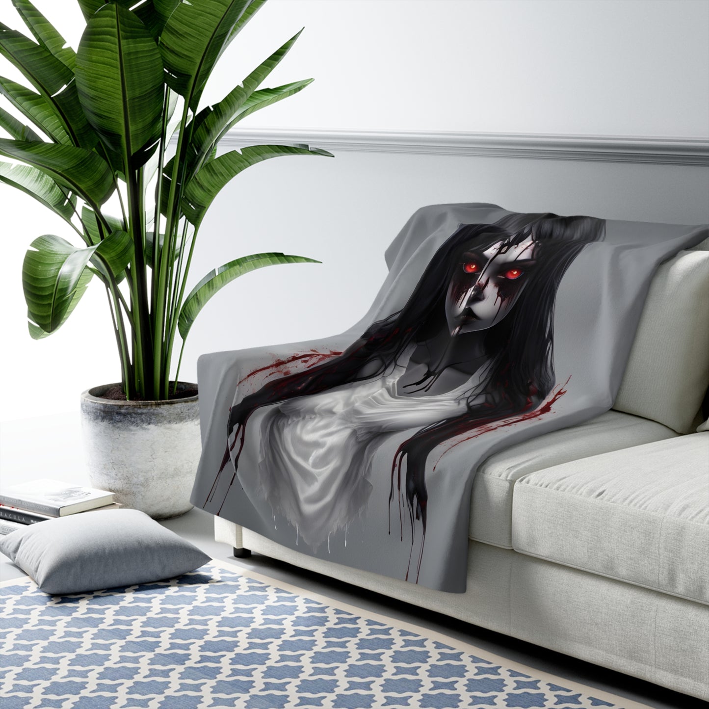 Sherpa Fleece Blanket with Dark Horror Gothic Design