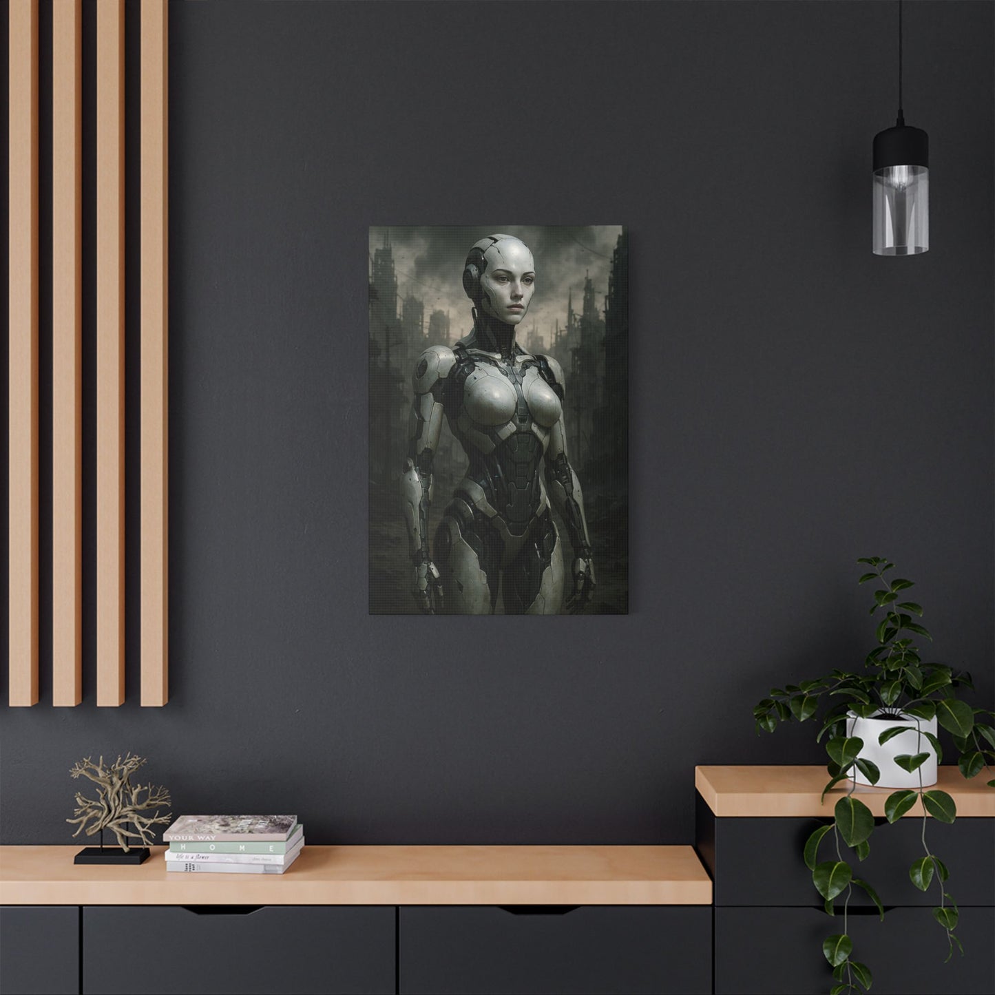 Futuristic Robot Art Canvas Print, Sci-Fi Home Decor, Modern Wall Art, Tech-Inspired Artwork, Gift for Tech Lovers