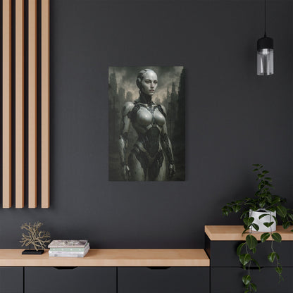 Futuristic Robot Art Canvas Print, Sci-Fi Home Decor, Modern Wall Art, Tech-Inspired Artwork, Gift for Tech Lovers