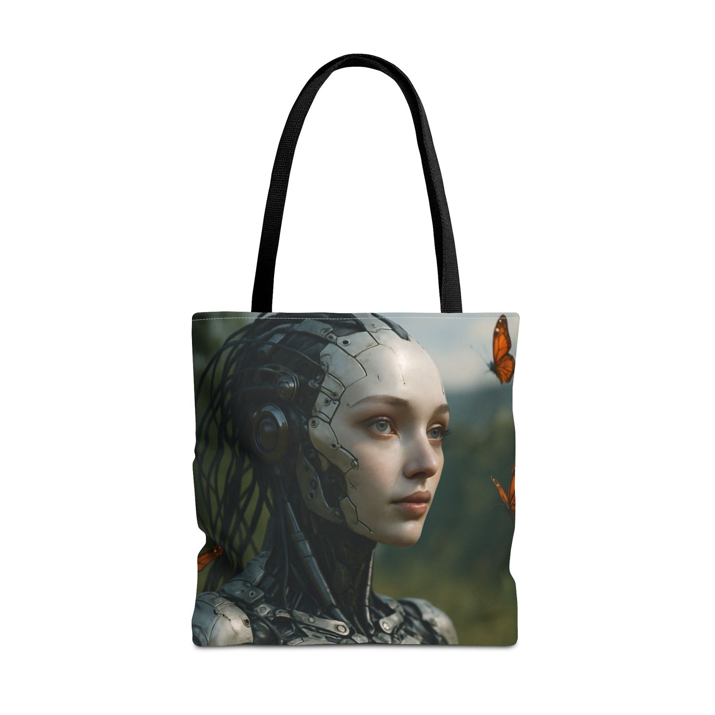 Futuristic Nature-Inspired Tote Bag, Eco-Friendly Bag, Gift for Tech Lovers, Reusable Shopping Bag, Art Tote for Nature Enthusiasts