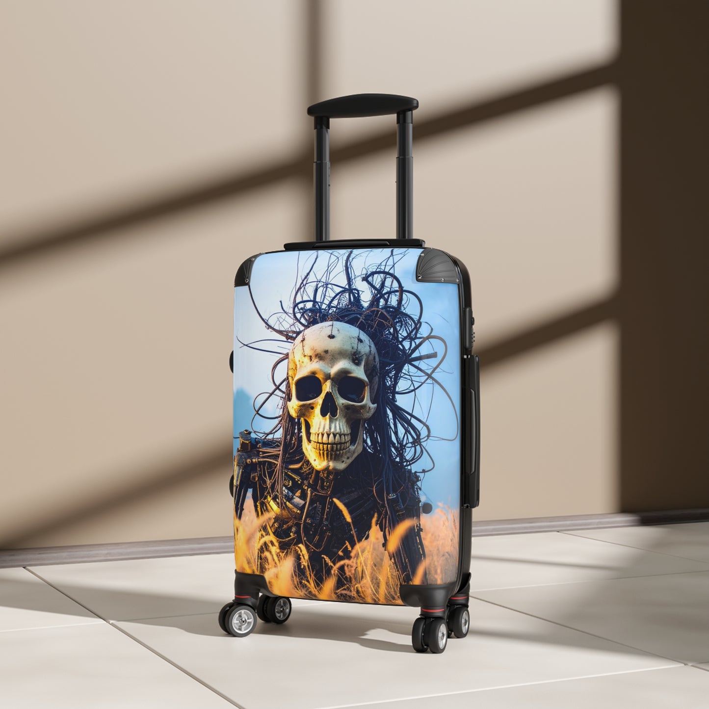 Skull Design Suitcase - Edgy Luggage for Travel, Halloween Decor, Unique Gifts, Skull Lover Merchandise, Travel Accessories