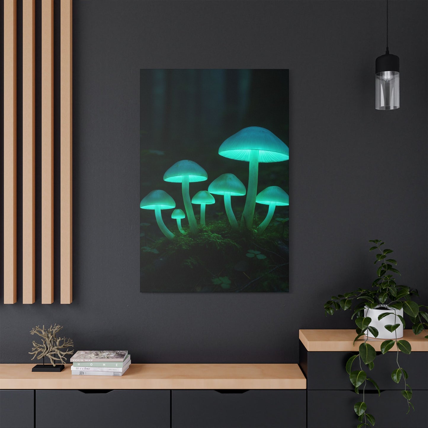 Glowing Mushroom Canvas Art Print, Mystical Wall Decor, Nature Lovers Gift, Home Aesthetic, Unique Artwork for Bedrooms, Living Rooms