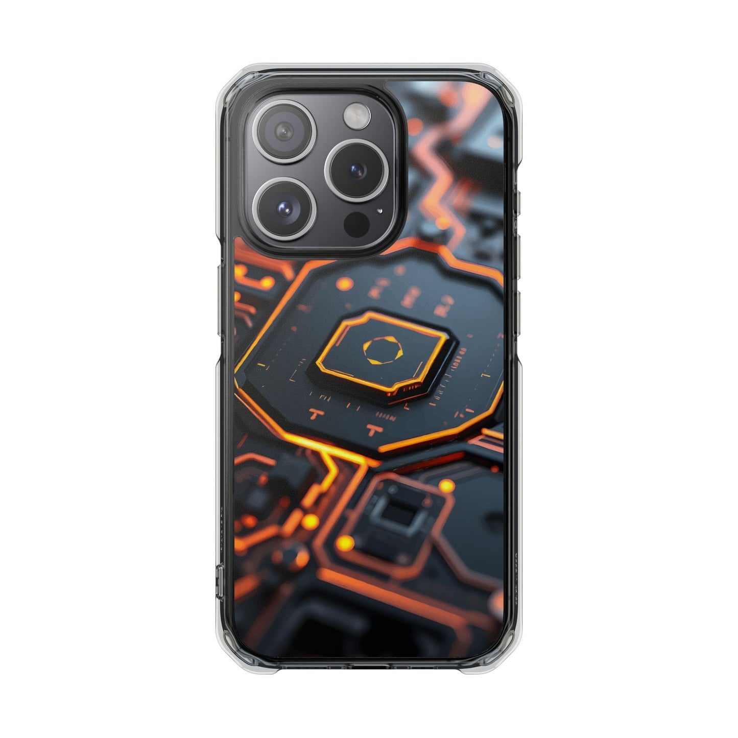 Futuristic Magnetic Phone Case, Clear Impact Case, Stylish Tech Accessory, Gifts for Tech Enthusiasts, Unique Phone Cover