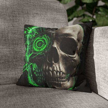 Futuristic Skull Pillowcase | Gothic Decor, Cyberpunk Home Accessories, Unique Gift, Halloween Decor, Throw Pillow